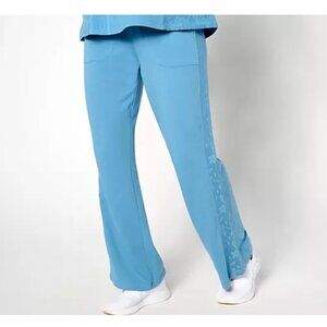 LOGO Life By Lori Goldstein Pants 2X French Terry Wide Leg Crochet Blue A636522